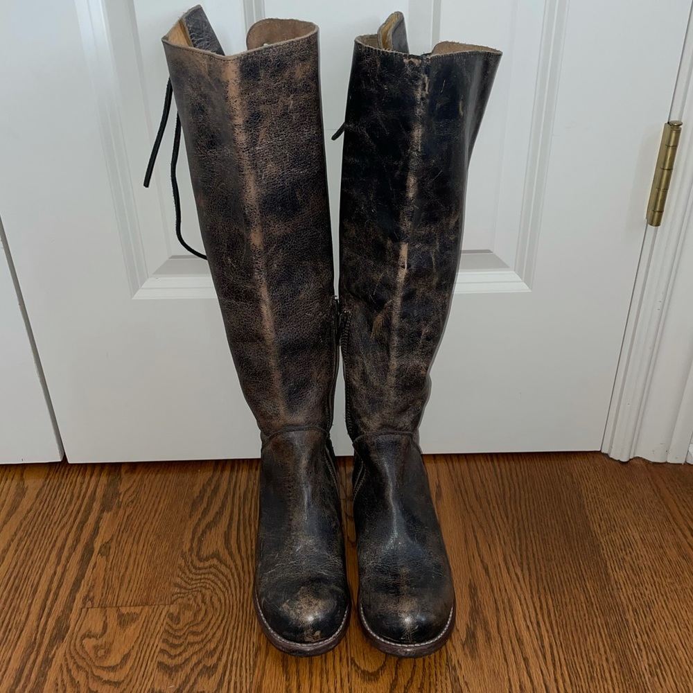 Bed Stu Manchester 965 Distressed Leather Women’s  Tall Lace-Up Boots. Size 7.5